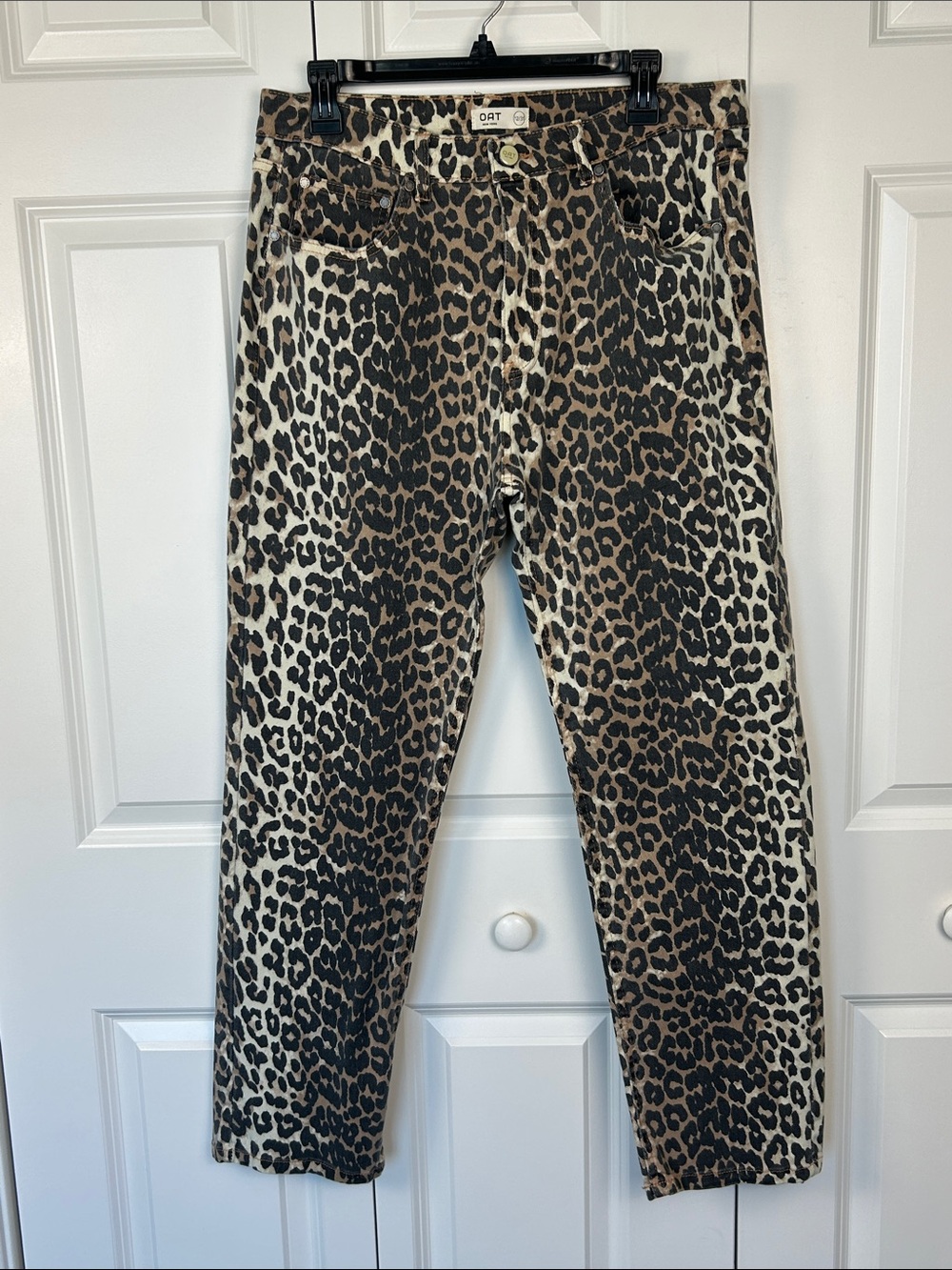 Oat New York Leopard Print Jeans in Brown and Black